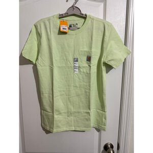 Women's Carhartt S (4-6) Loose Fit Lime Green Short Sleeve Pocket T-Shirt